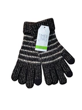 Time And Tru Strip Knit Ribbed Gloves
